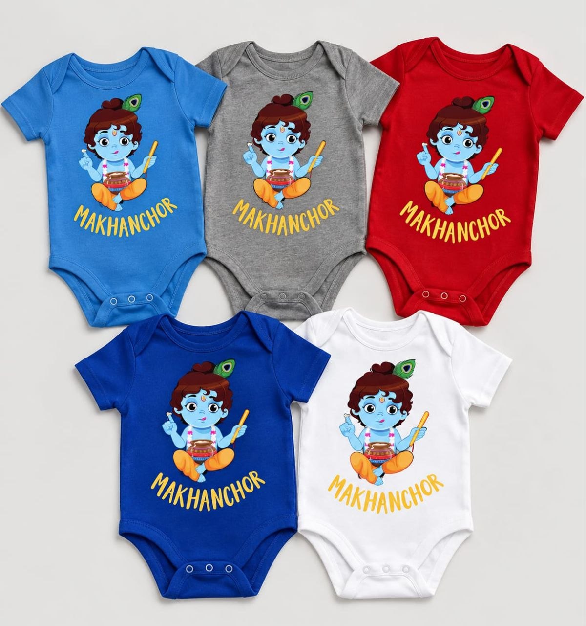 Janmashtami Baby Romper | Makhan Chor Krishna Onesie | Baby Krishna Outfit